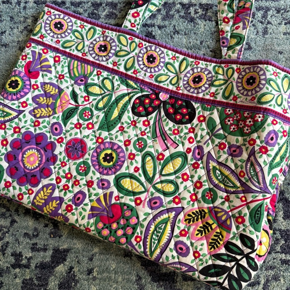 Vera Bradley Vibrat Floral Viva La Vera Hipster Boho Medium Tote Bag 11.5” x 17” - Picture 3 of 7